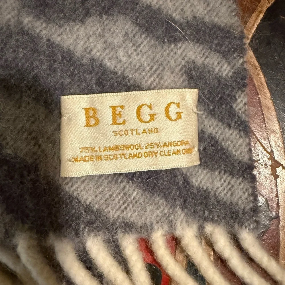 BEGG & CO Scotland Angora and Lambswool Large Animal Print Scarf